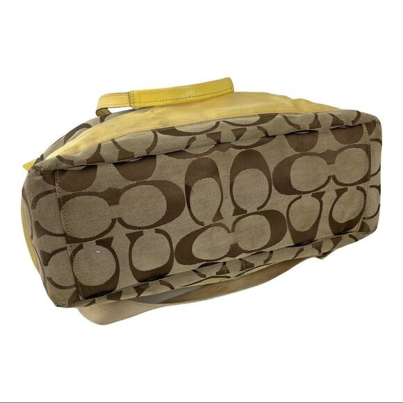 Coach Signature Stripe Jacquard Tote Diaper Bag Signature Canvas F13803 Yellow - Picture 5 of 16